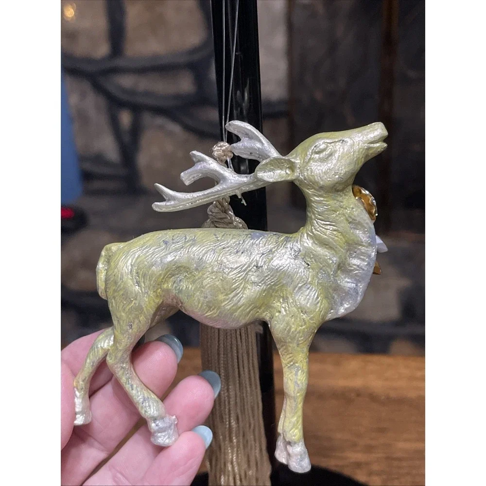Vintage‎ DEER With Tassel And Rhinestones Antlers Christmas Ornament 6